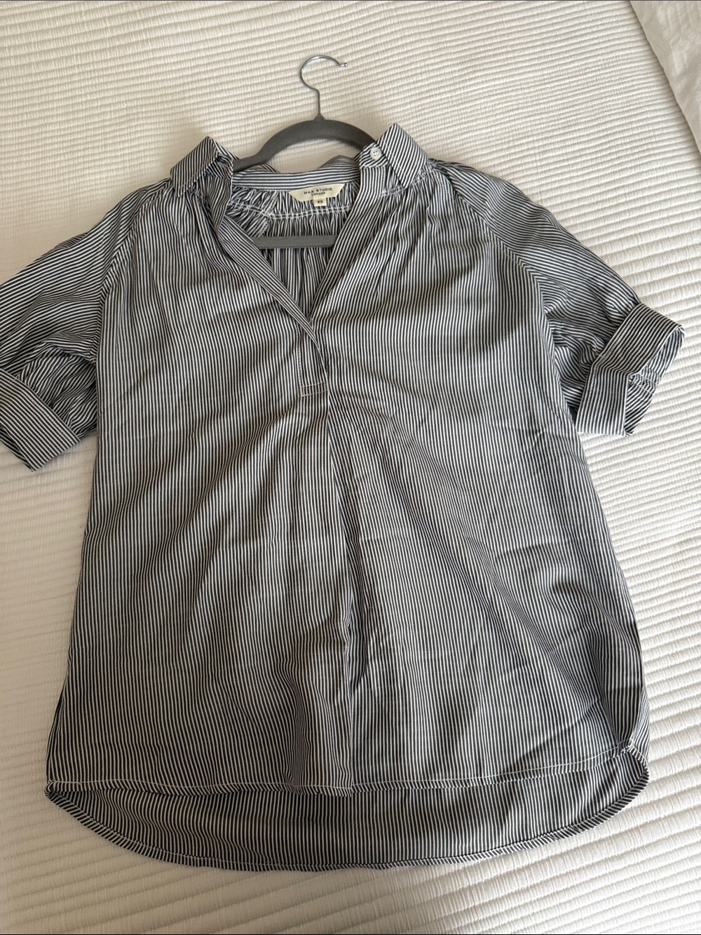Max Studio Black and White Pinstripe Pullover Blouse